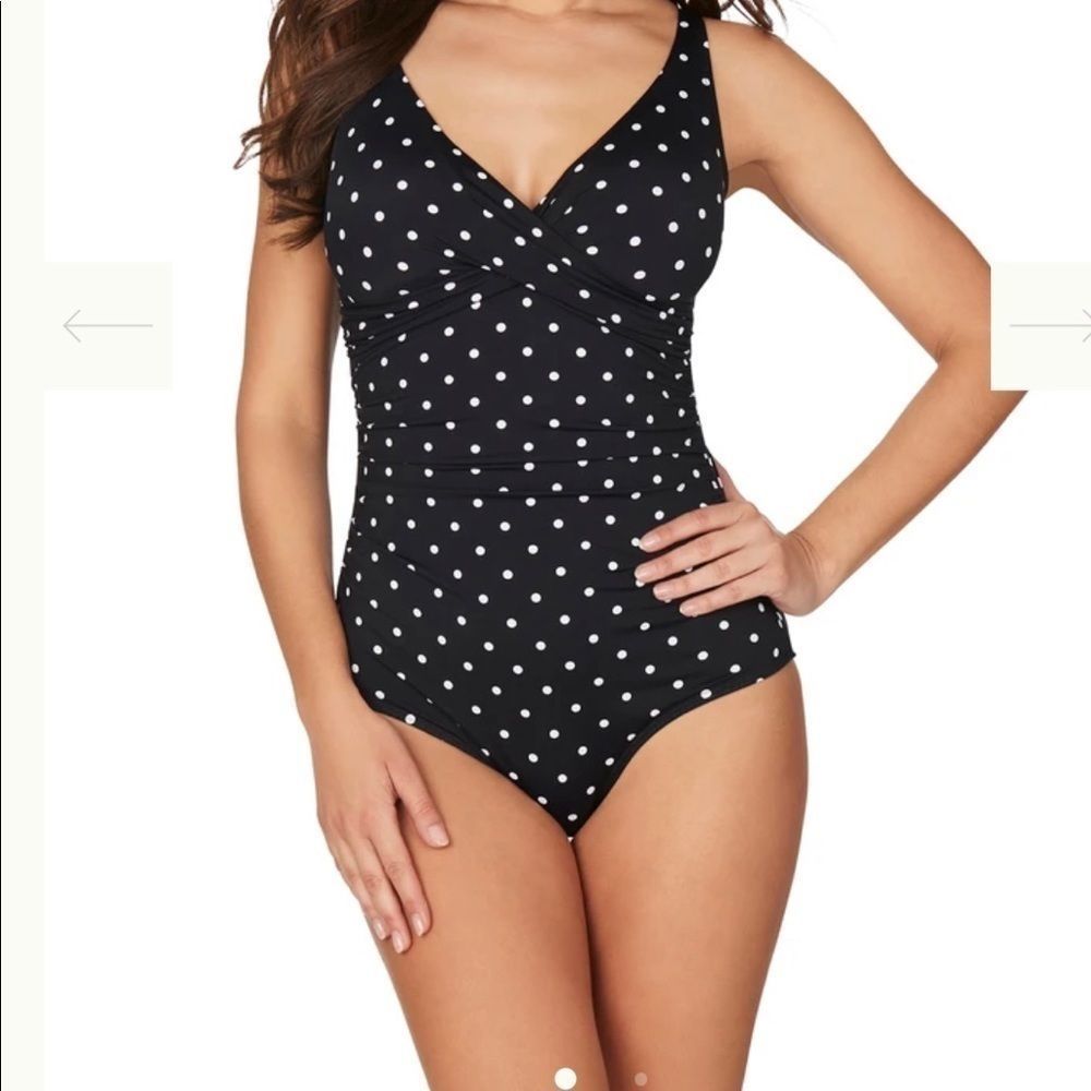Amalfi Spot Black Louise Cross Front Tummy Control